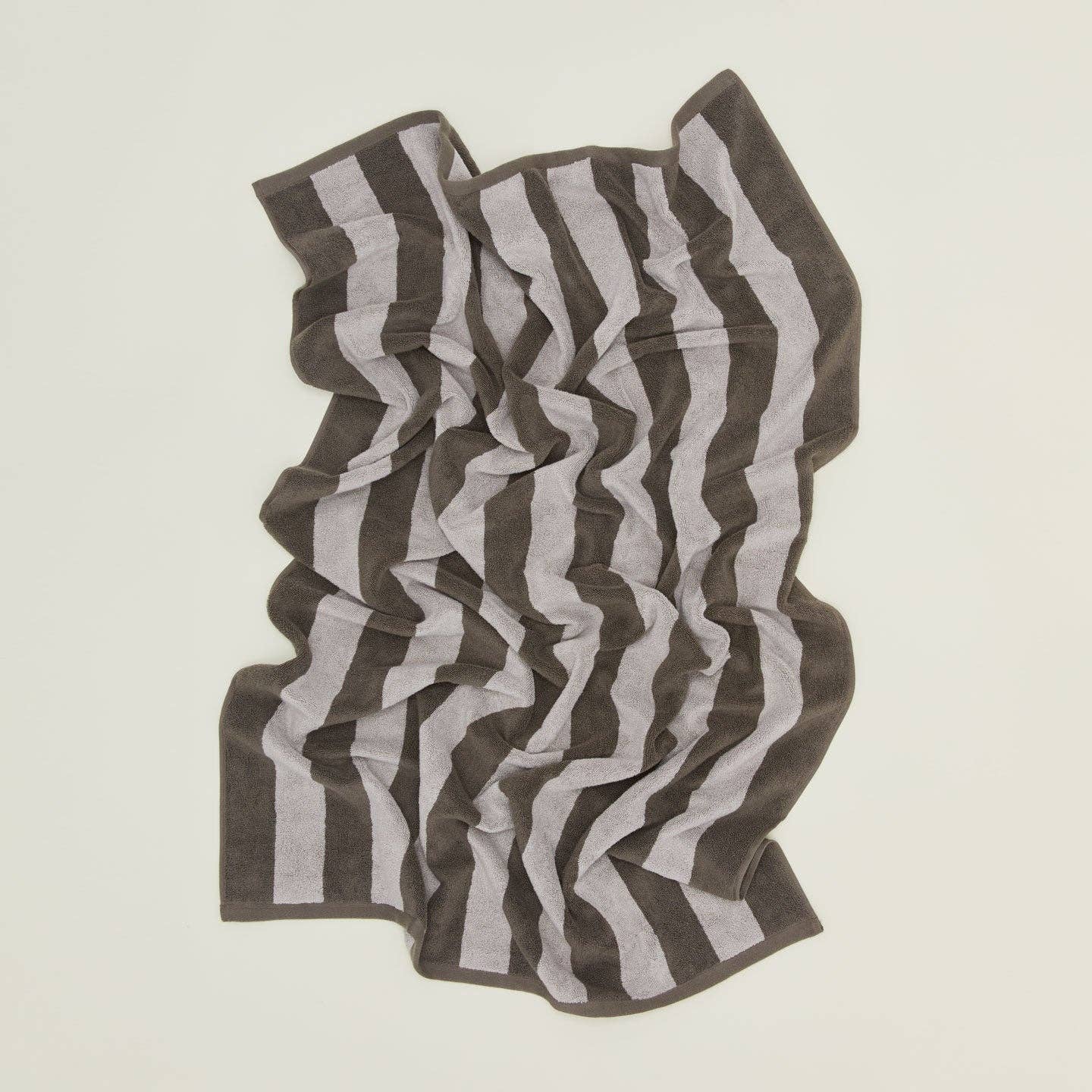 HAND TOWEL STRIPED TERRY TOWELS - LIGHT GREY/DARK GREY