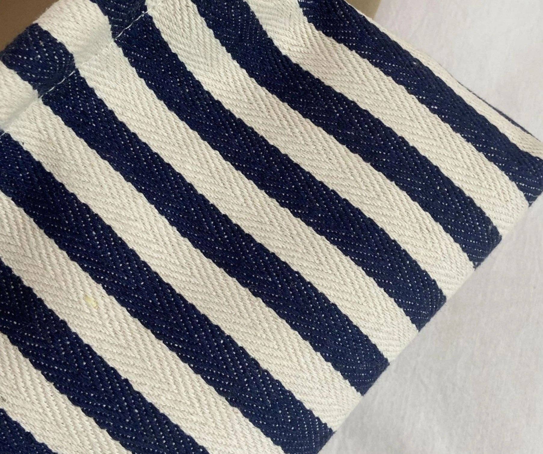 Striped Travel Pouch: Navy
