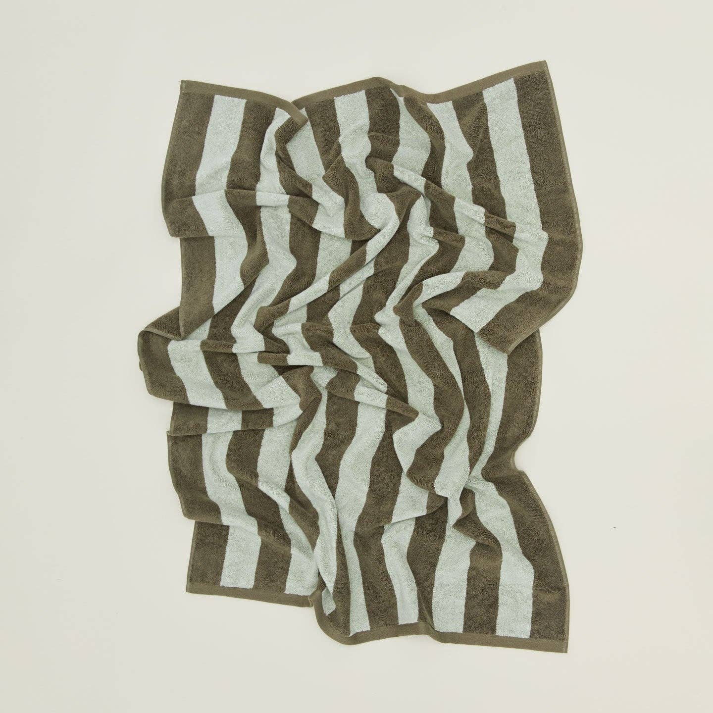 WASHCLOTH STRIPED TERRY TOWELS - OLIVE/SAGE