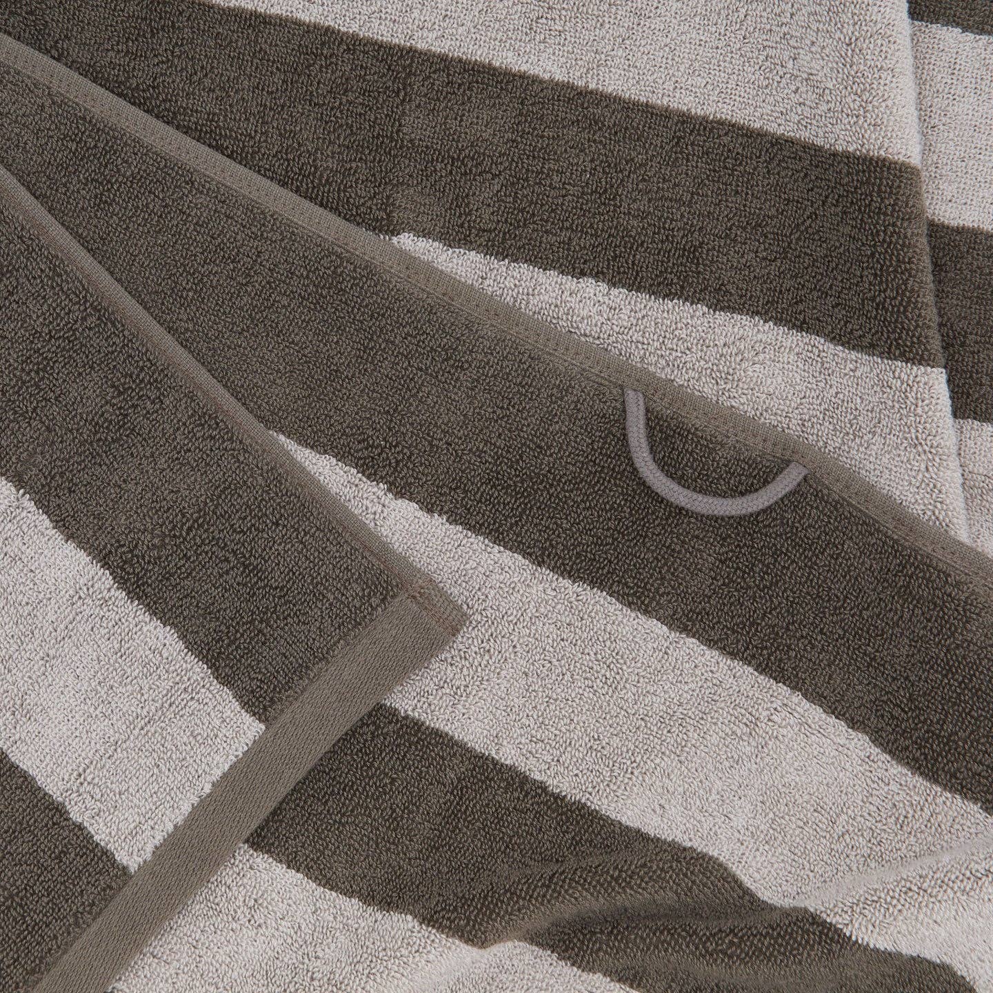 HAND TOWEL STRIPED TERRY TOWELS - LIGHT GREY/DARK GREY